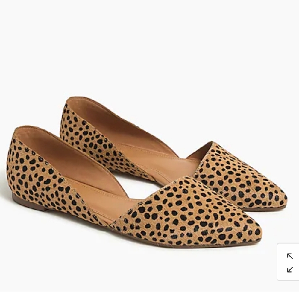 J Crew Zoe leopard calf hair d'Orsay flats